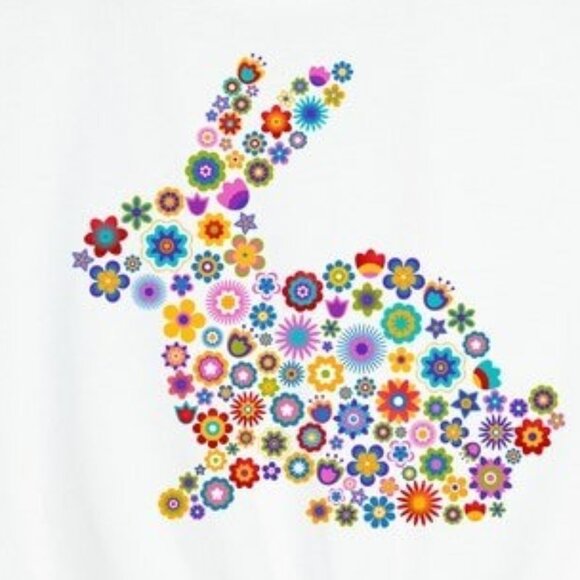 Easter T-Shirt For Women, Floral Retro Bunny Rabbit Print - Picture 2 of 3